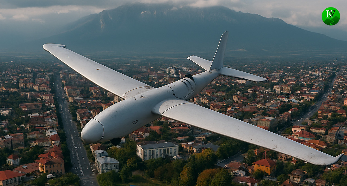 Беспилотник. Иллюстрация "Кавказского узла", созданная при помощи ИИ в программе Copilot