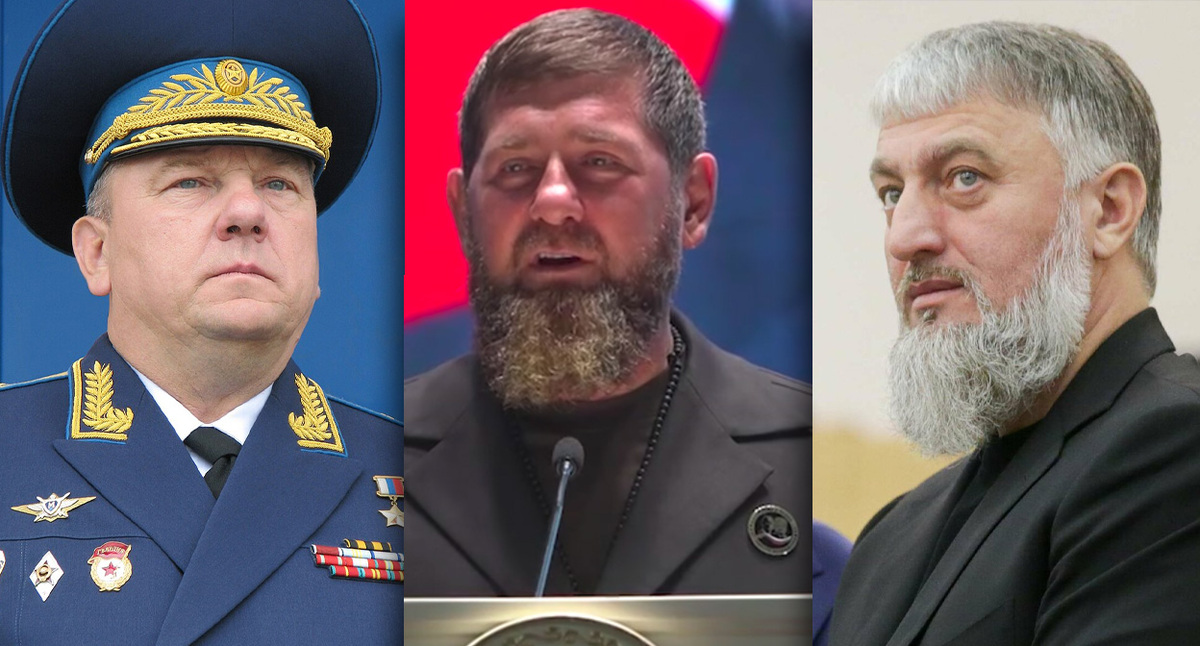 Шаманов, Кадыров, Делимханов. Коллаж "Кавказского узла". Фото: wikimedia.org Кадр из видео: t.me/RKadyrov_95