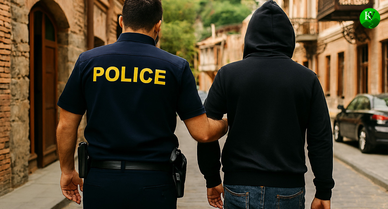 Задержание в Грузии. Иллюстрация создана "Кавказским узлом" с помощью ИИ в программе Copilot