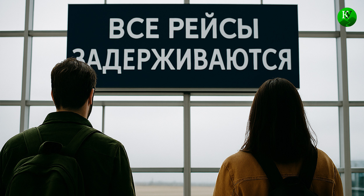 Табло в аэропорту. Иллюстрация создана "Кавказским узлом" с помощью ИИ в программе Copilot