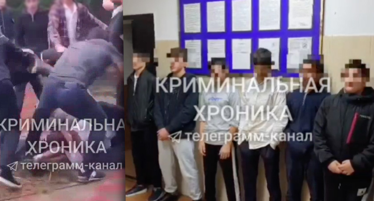 Драка и задержанные. Кадры из видео: t.me/criminal_chronicle