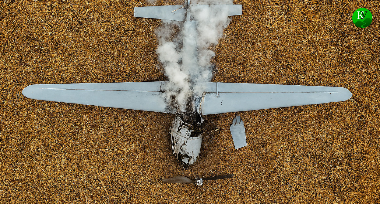 Обломки БПЛА. Иллюстрация создана "Кавказским узлом" с помощью ИИ в программе Copilot