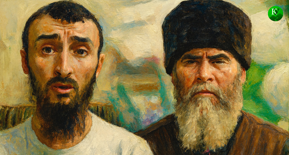 Тумсо Абдурахманов* и Салах Межиев. Иллюстрация создана «Кавказским узлом» с помощью ИИ в программе Copilot