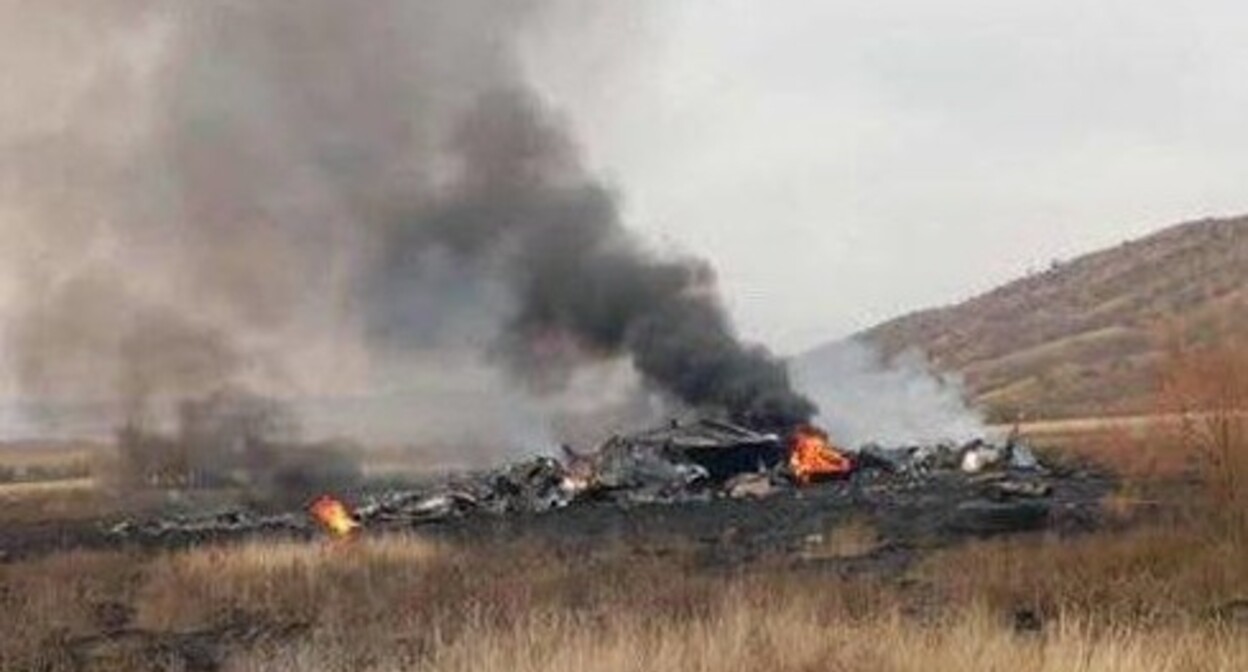 Крушение самолета на границе Грузии и Азербайджана. Скриншот видео https://centralasia.media/news:2362127
