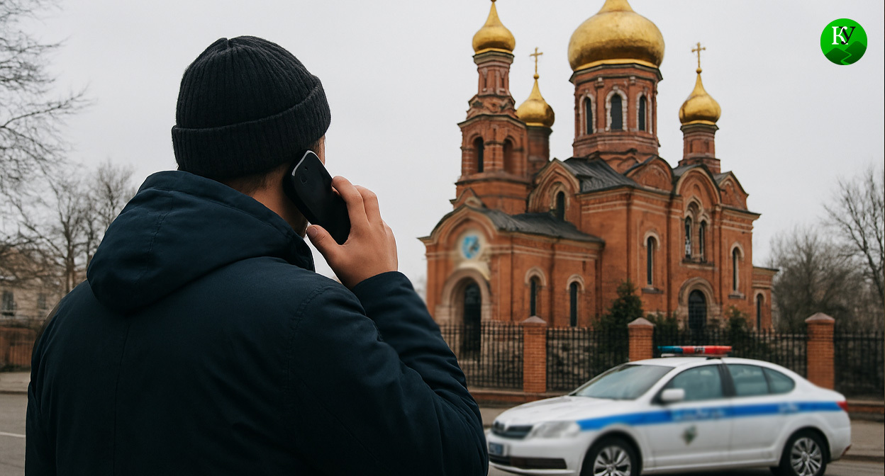 Мужчина сообщает о подготовке к захвату заложников. Иллюстрация создана «Кавказским узлом» с помощью ИИ в программе Copilot