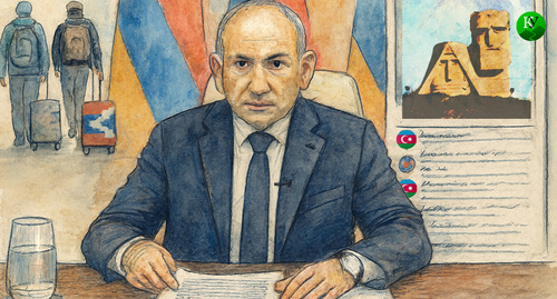 Пашинян и комментарии в соцсети. Иллюстрация создана «Кавказским узлом» с помощью ИИ в программе Copilot