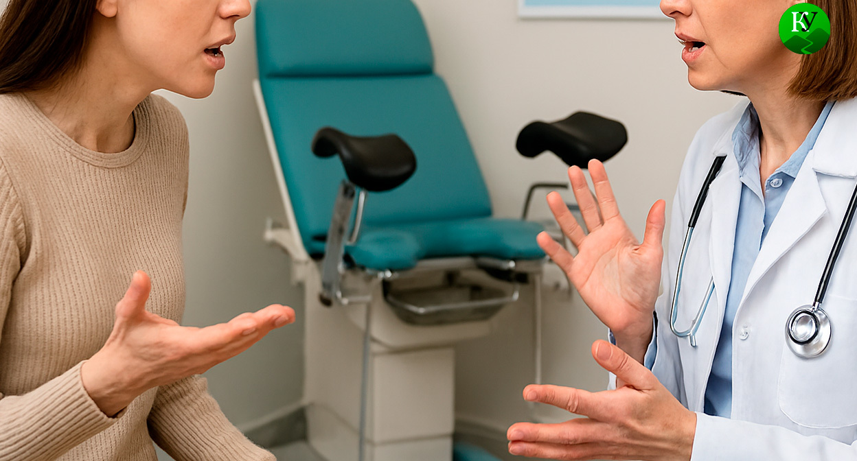 Спор с гинекологом. Иллюстрация создана «Кавказским узлом» с помощью ИИ в программе Copilot