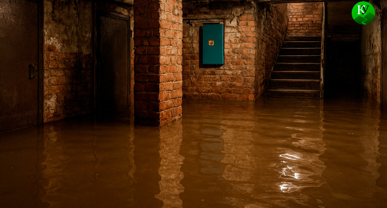 Затопленный подвал. Иллюстрация создана «Кавказским узлом» с помощью ИИ в программе Copilot