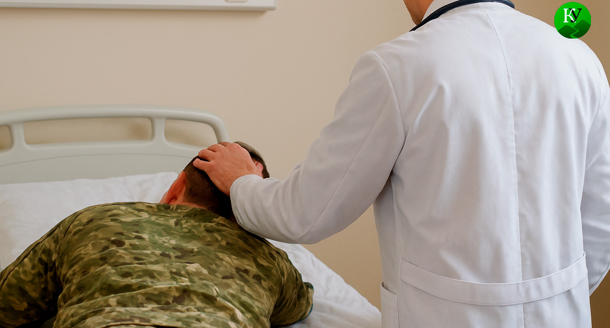 Врач и солдат. Иллюстрация создана «Кавказским узлом» с помощью ИИ в программе Copilot