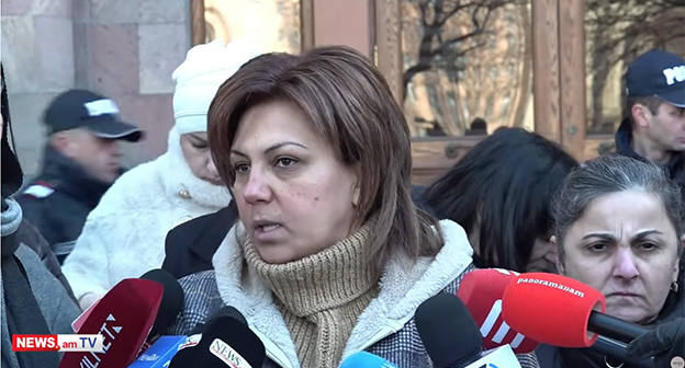 Акция протеста родственников жертв, похороненных в Нагорном Карабахе. 22 января 2026 г. Скриншот видео https://www.youtube.com/watch?v=VktTAuUgJaM