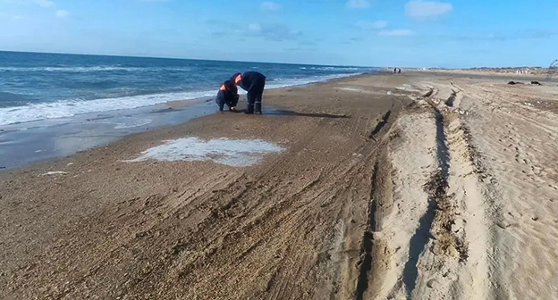 Пляж в Темрюкском районе. Январь 2026 г. Фото: https://t.me/opershtab23/14901