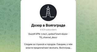 Описание канала проекта "Дозор в Волгограде"*. Скриншот Telegram
