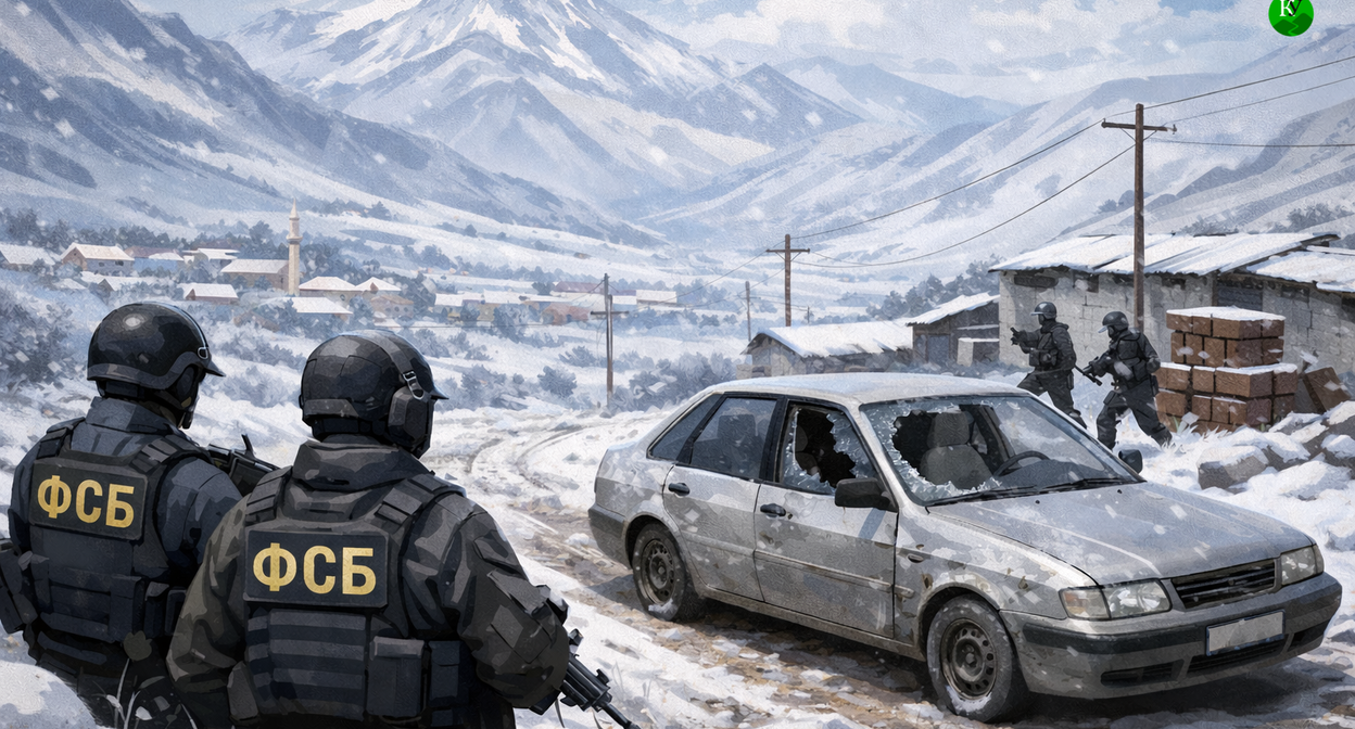 Перестрелка в Дагестане. Иллюстрация создана "Кавказским узлом" с помощью ИИ в программе ChatGPT

