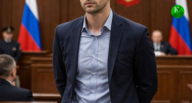 Мужчина в зале суда. Иллюстрация "Кавказского узла" созданная ИИ при помощи программы Copilot