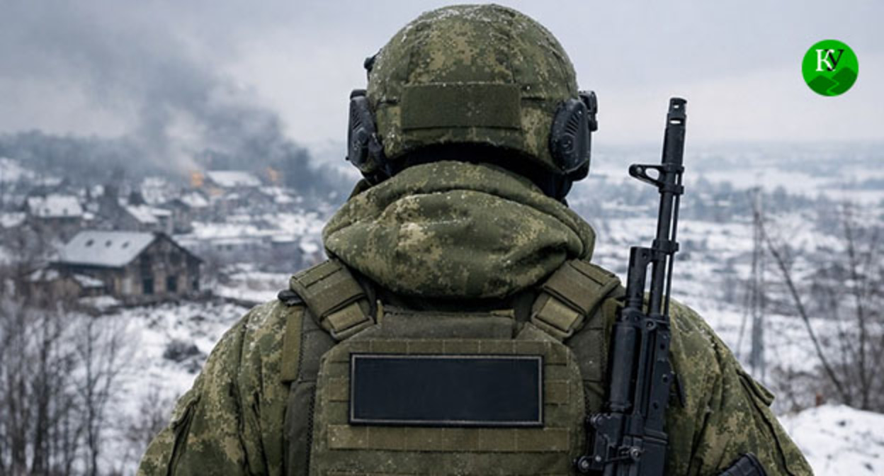 Военнослужащий. Иллюстрация создана для "Кавказского узла" при помощи ИИ в программе Copilot