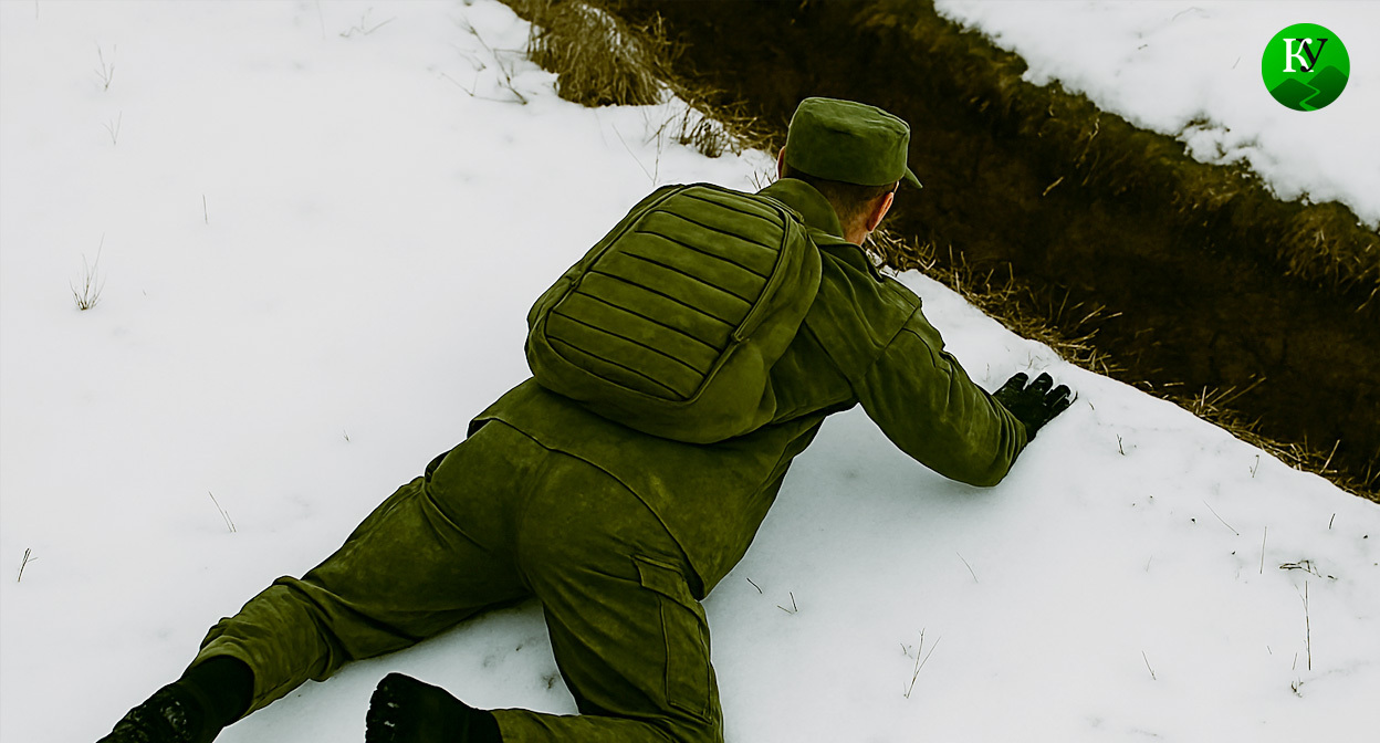 Военный на СВО. Иллюстрация создана «Кавказским узлом» с помощью ИИ в программе Copilot