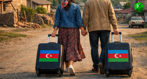 Переселенцы в Азербайджане.Иллюстрация создана «Кавказским узлом» с помощью ИИ в программе Copilot