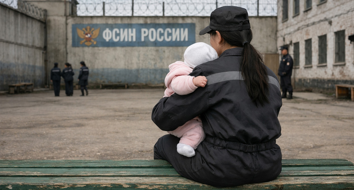 Женщина с ребёнком в колонии. Иллюстрация создана «Кавказским узлом» с помощью ИИ в программе Copilot