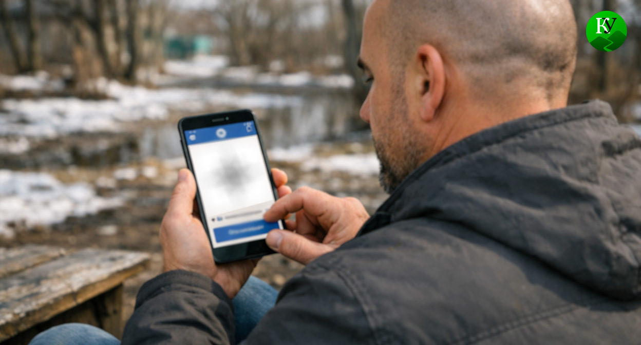 Мужчина со смартфоном. Иллюстрация создана «Кавказским узлом» с помощью ИИ в программе Copilot