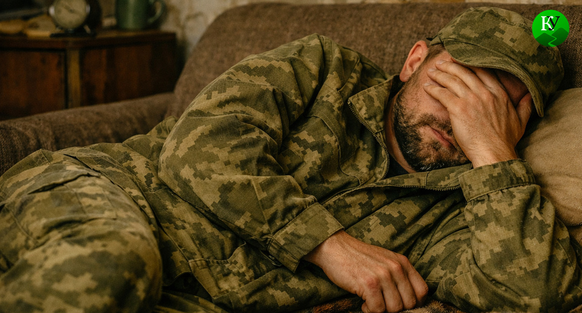 Военный в домашней обстановке. Иллюстрация создана «Кавказским узлом» с помощью ИИ в программе Copilot