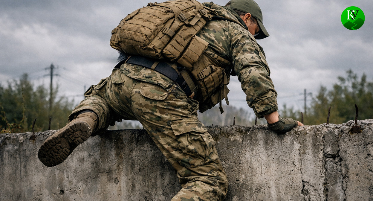 Военный покидает часть. Иллюстрация создана «Кавказским узлом» с помощью ИИ в программе Copilot
