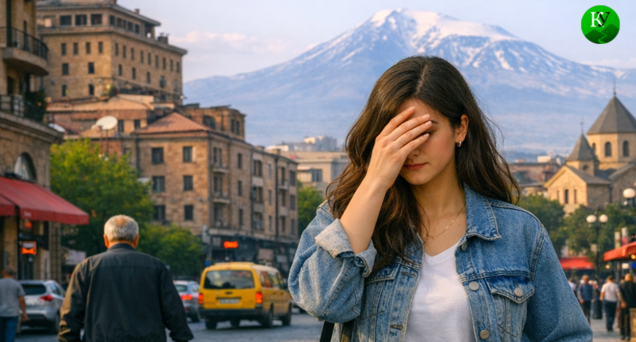 Девушка в Ереване. Изображение создано "Кавказским узлом" при помощи ИИ в программе Copilot.