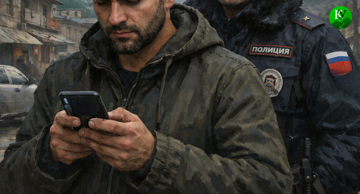 Мужчина публикует комментарий. Иллюстрация создана «Кавказским узлом» с помощью ИИ в программе Copilot