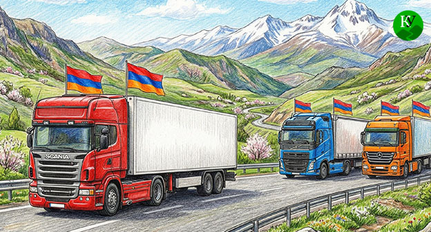 Большегрузы. Иллюстрация создана "Кавказским узлом" при помощи ИИ в программе Copilot Большегрузы. Иллюстрация создана "Кавказским узлом" при помощи ИИ в программе Copilot