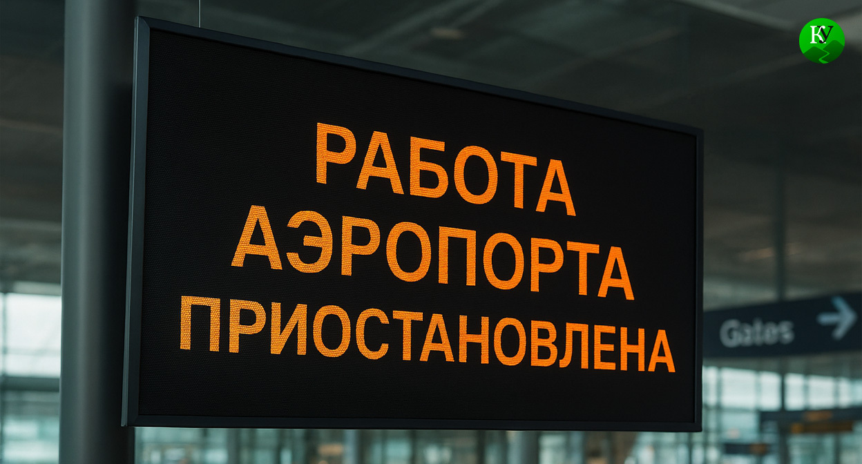Объявление в аэропорту. Иллюстрация создана «Кавказским узлом» с помощью ИИ в программе Copilot
