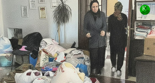 Сбор помощи для жителей Дагестана. Иллюстрация создана "Кавказским узлом" при помощи ИИ в программе Copilot