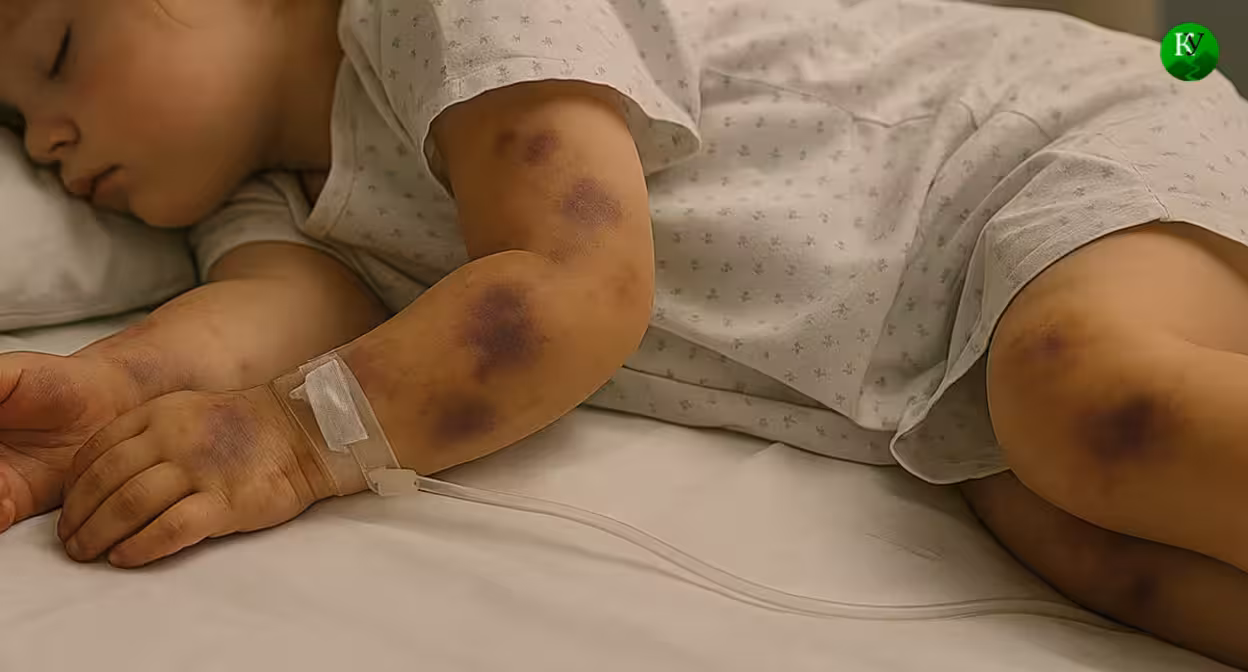 Ребёнок с синяками. Иллюстрация создана «Кавказским узлом» с помощью ИИ в программе Copilot