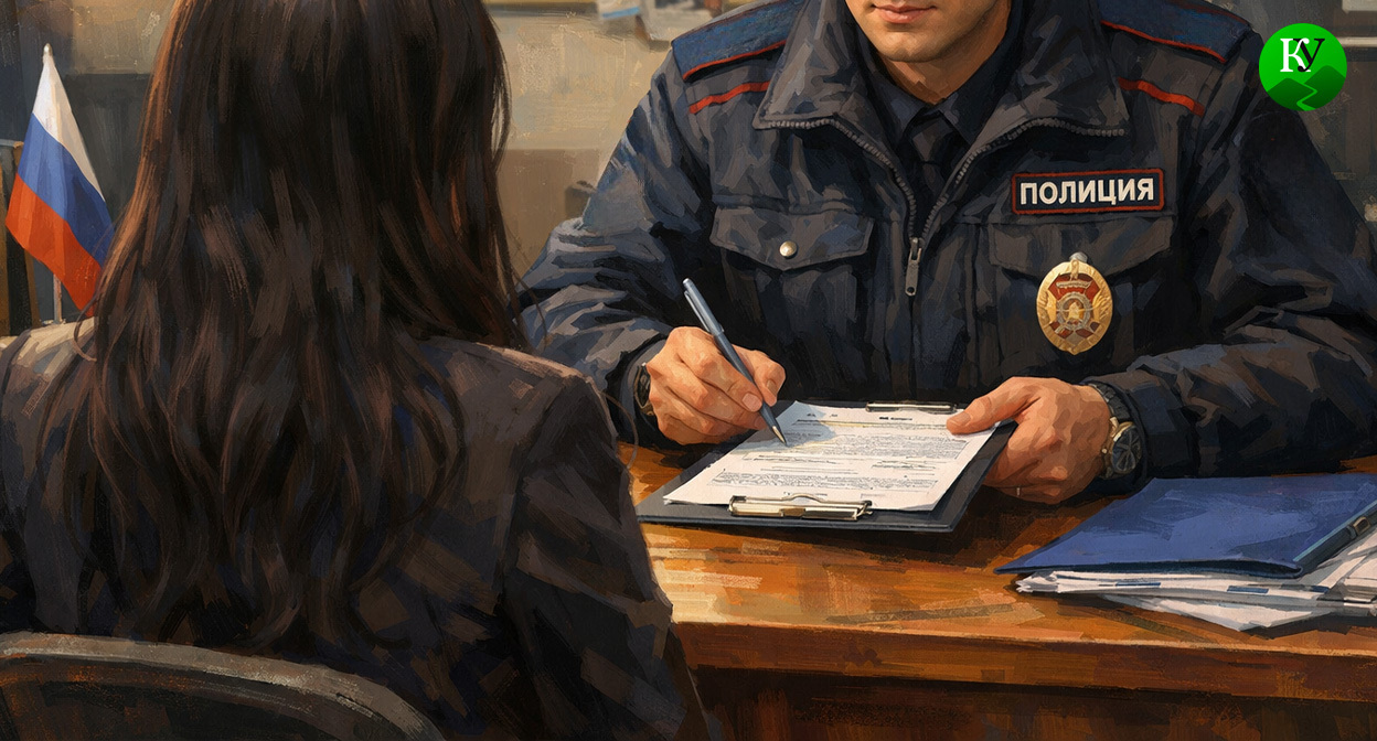 Допрос в полиции. Иллюстрация создана «Кавказским узлом» с помощью ИИ в программе Copilot