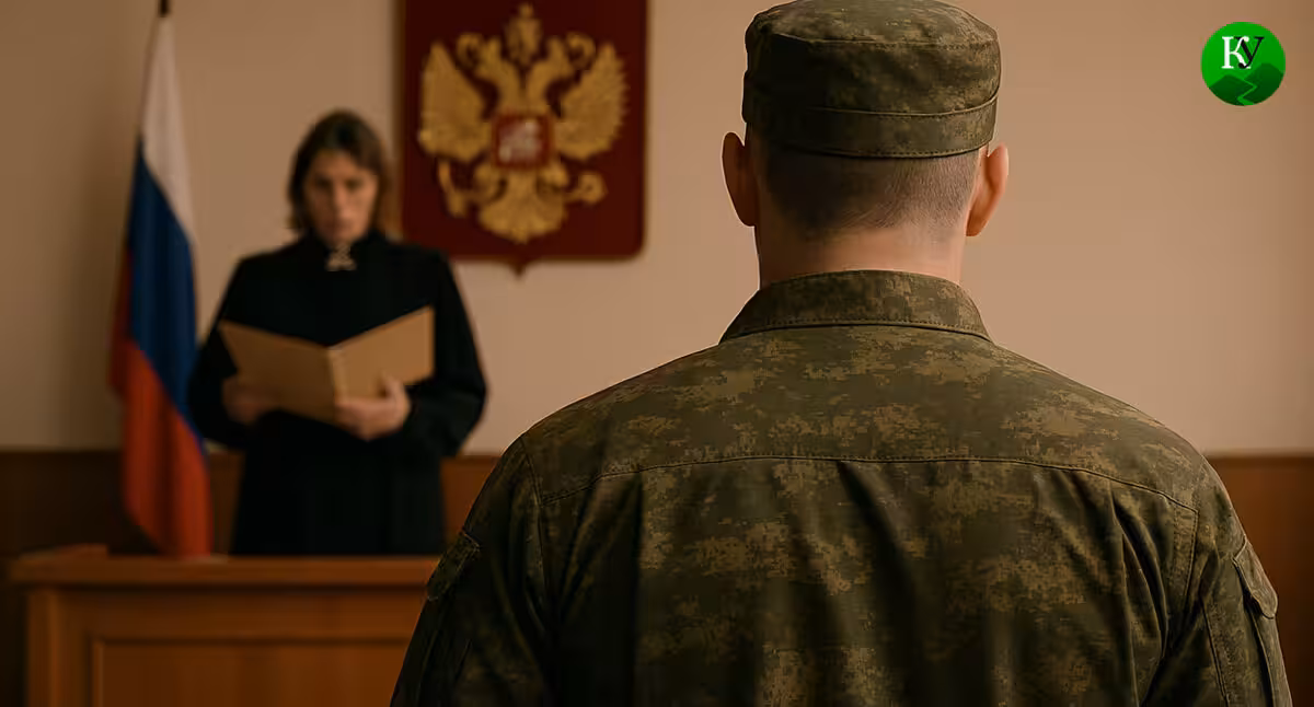 Военный в суде. Иллюстрация создана «Кавказским узлом» с помощью ИИ в программе Copilot