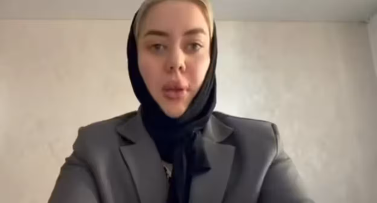 Кадр видеообращения Белкисы Минцаевой к главе СКР https://t.me/bloodysx/54358