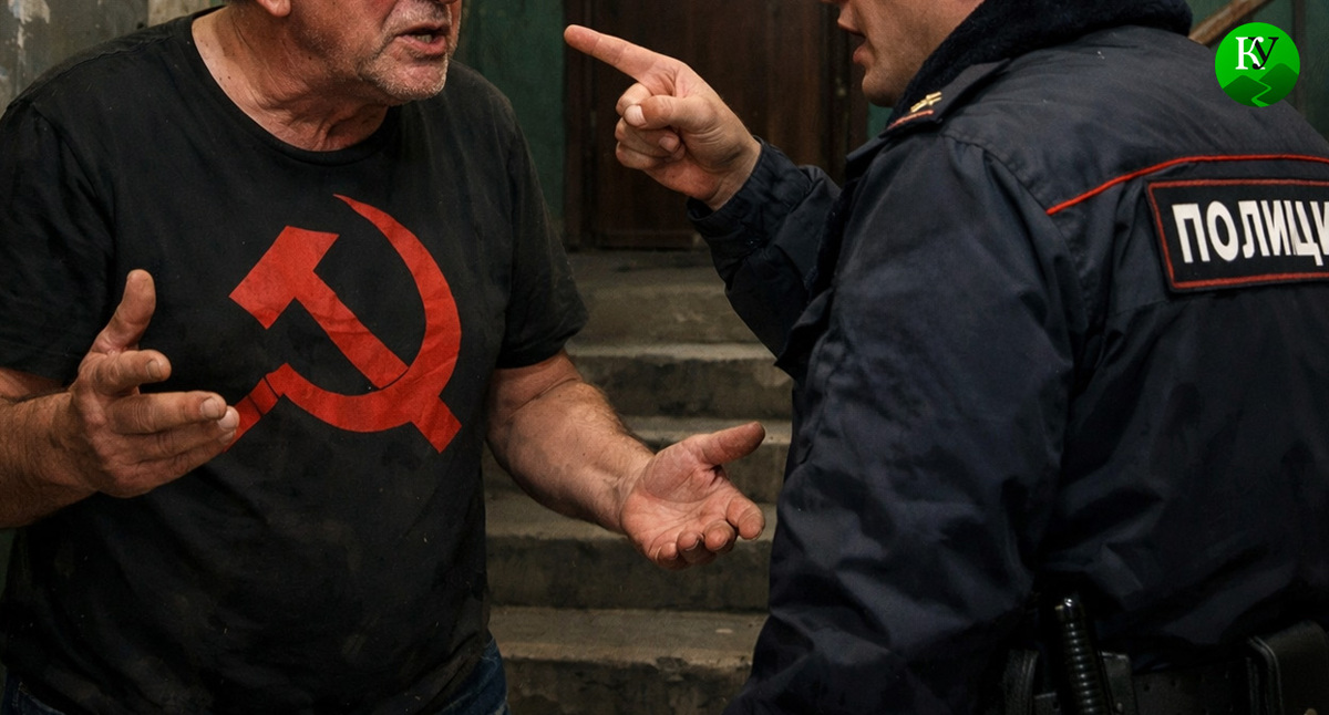Полицейский и мужчина. Иллюстрация создана «Кавказским узлом» с помощью ИИ в программе Copilot