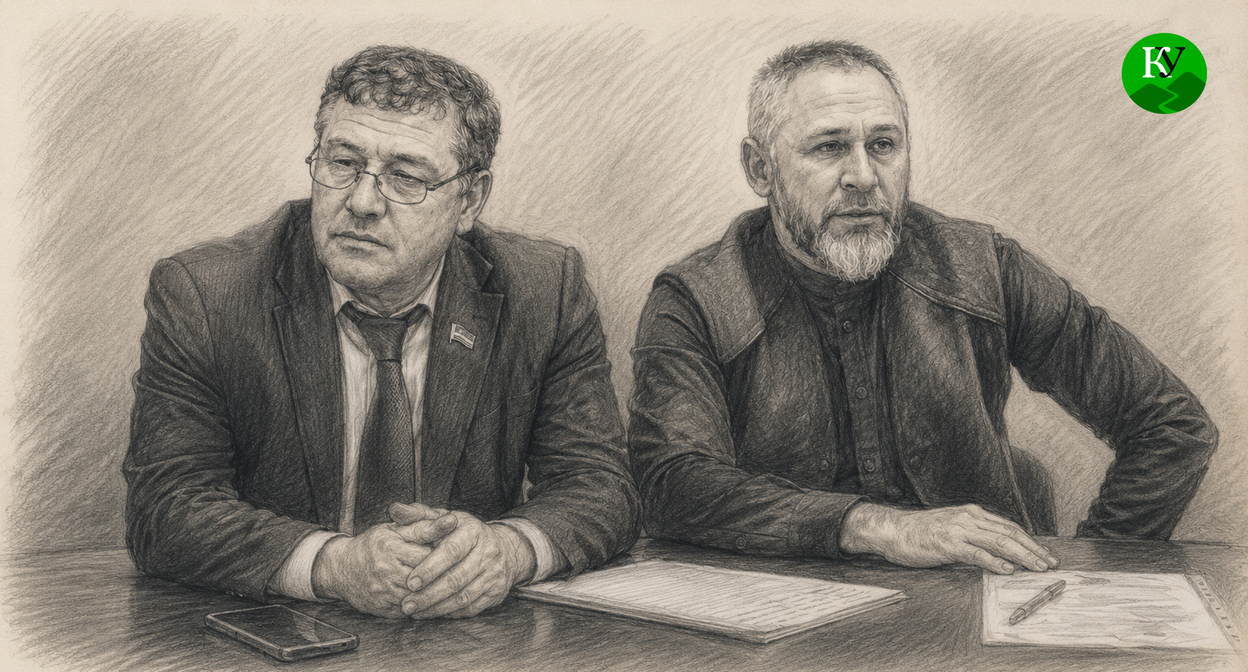 Халид Накаев (слева) и Исмаил Денильханов. Иллюстрация создана "Кавказским узлом" при помощи ИИ в программе Copilot Халид Накаев (слева) и Исмаил Денильханов. Иллюстрация создана "Кавказским узлом" при помощи ИИ в программе Copilot