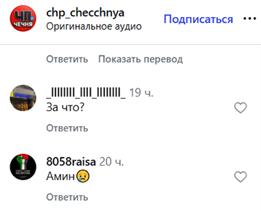 Скриншот комментария на странице https://www.instagram.com/p/Da4u5oCgqbl (деятельность компании Meta (владеет Facebook, Instagram и WhatsApp) запрещена в России)