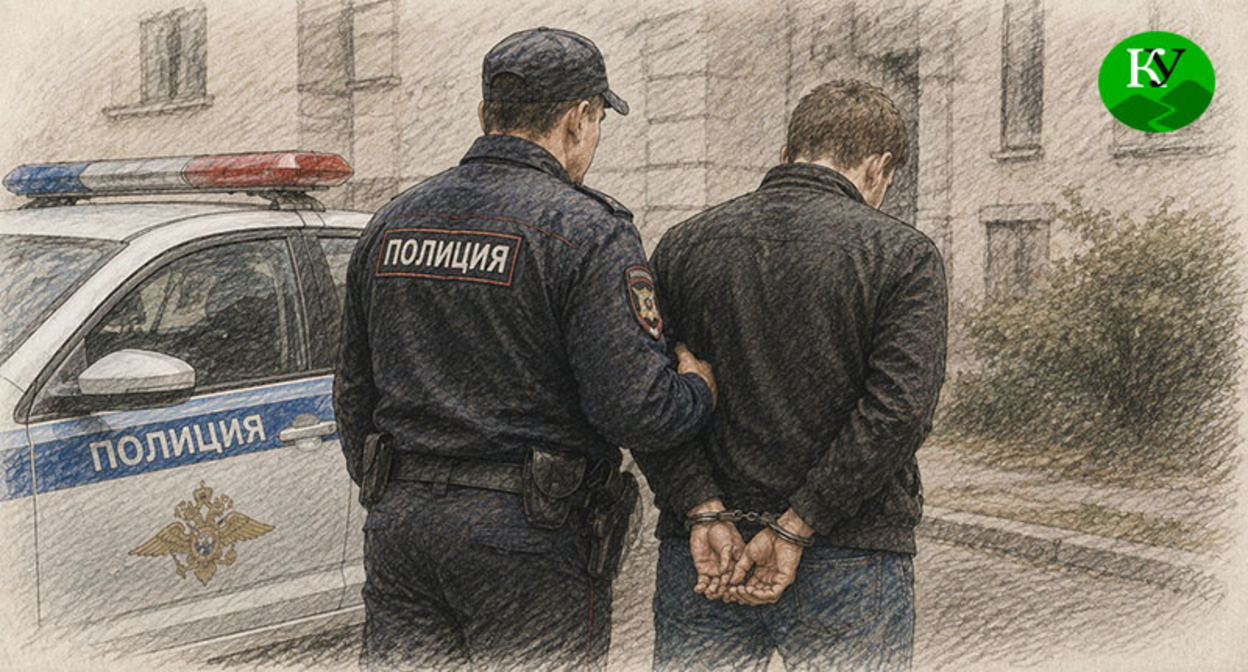 Сотрудник полиции задерживает мужчину. Иллюстрация создана "Кавказским узлом" при помощи ИИ в программе Copilot Сотрудник полиции задерживает мужчину. Иллюстрация создана "Кавказским узлом" при помощи ИИ в программе Copilot