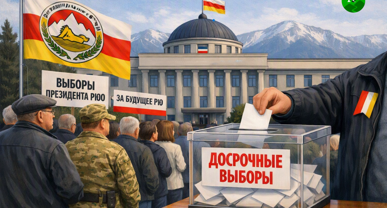 Выборы в Юной Осетии. Иллюстрация создана «Кавказским узлом» с помощью ИИ в программе Copilot