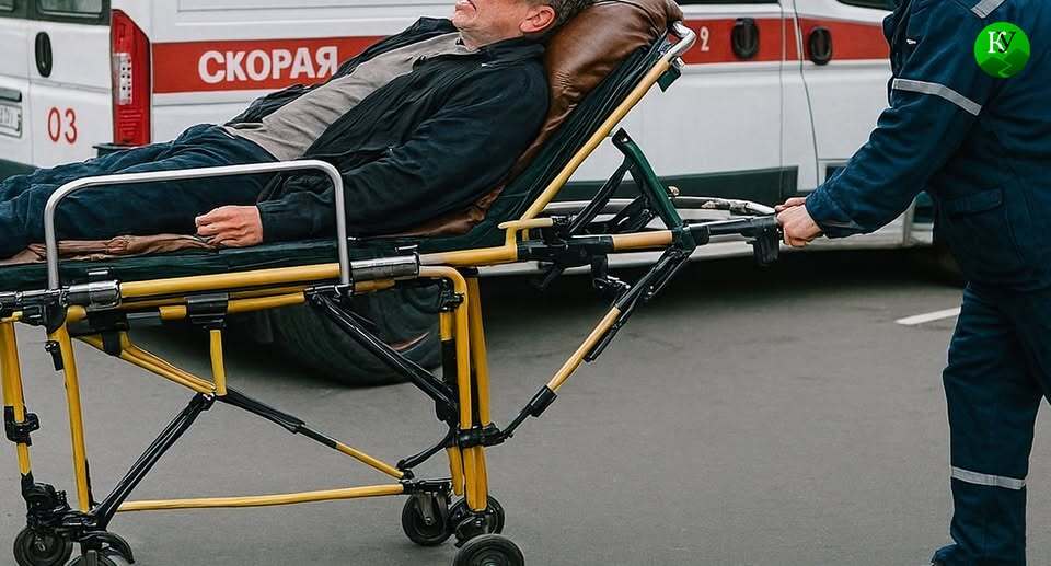 Пациент на тележке-каталке для скорой помощи. Иллюстрация создана "Кавказским узлом" при помощи ИИ в программе Copilot