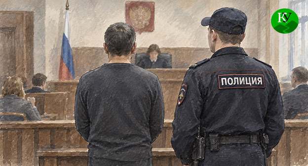 Мужчина в зале суда. Иллюстрация создана "Кавказским узлом" при помощи ИИ в программе Copilot